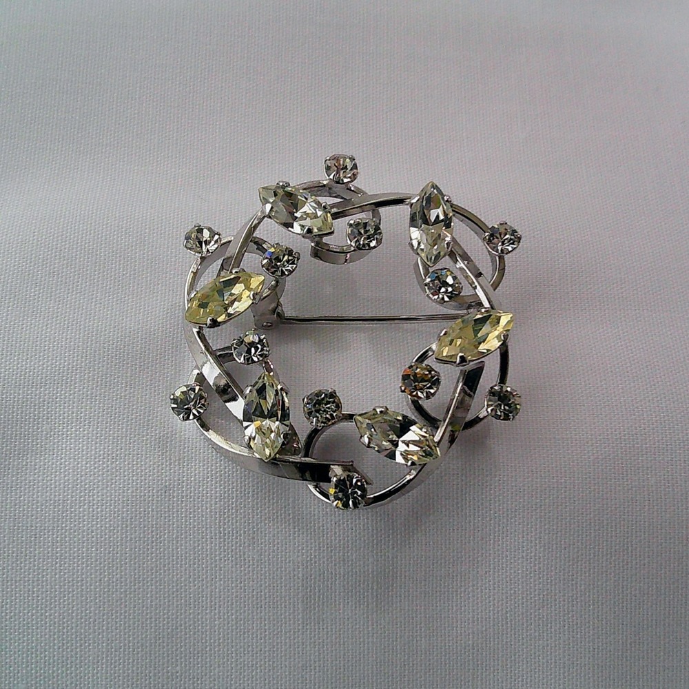 Vintage Van Dell 925 Sterling Rhinestone Brooch Pin 1.25" - Picture 3 of 6